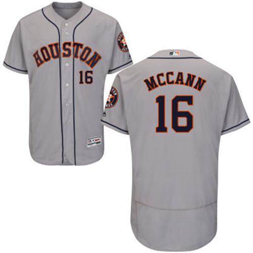 Astros #16 Brian McCann Grey Flexbase Authentic Collection Stitched MLB Jersey - Click Image to Close